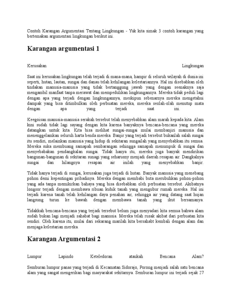 Contoh Paragraf Argumentasi Tentang Lingkungan - Contoh Resource