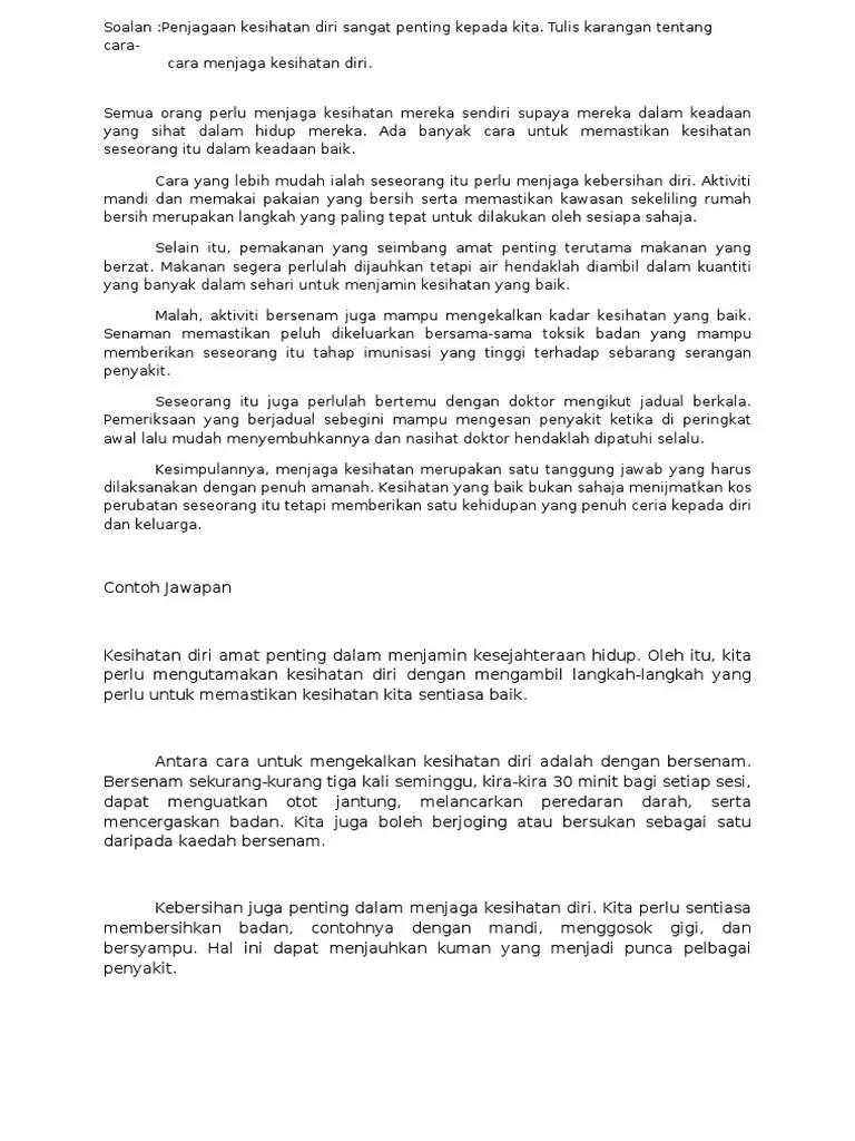 Karangan Tentang Cara Cara Menjaga Kebersihan Diri - Karangan Ceramah Docx Sebagai Pegawai Kesihatan Anda Telah Dijemput Untuk Menyampaikan Ceramah Di Sebuah Sekolah Tentang Cara Cara Untuk Mengawal Course Hero