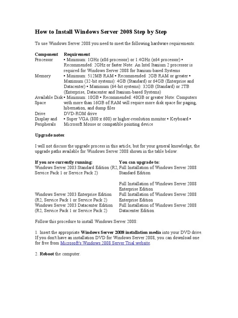 How To Install Windows Server 2008 Step By Step | PDF | Windows Server 2008 | Booting
