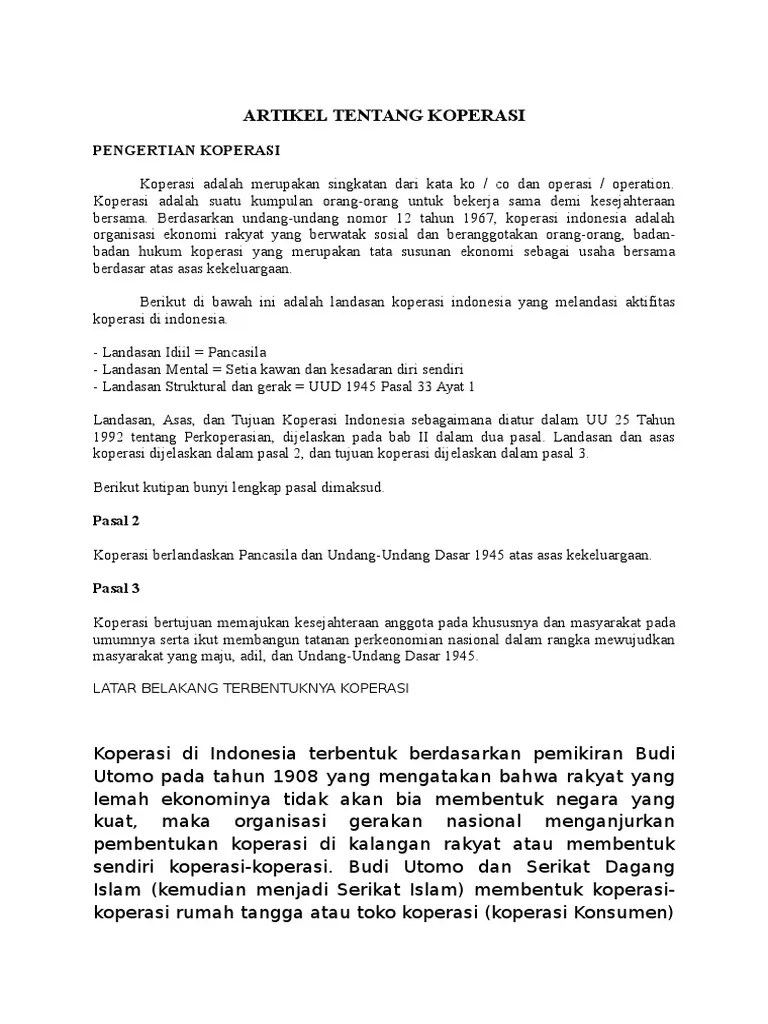 asas koperasi indonesia adalah