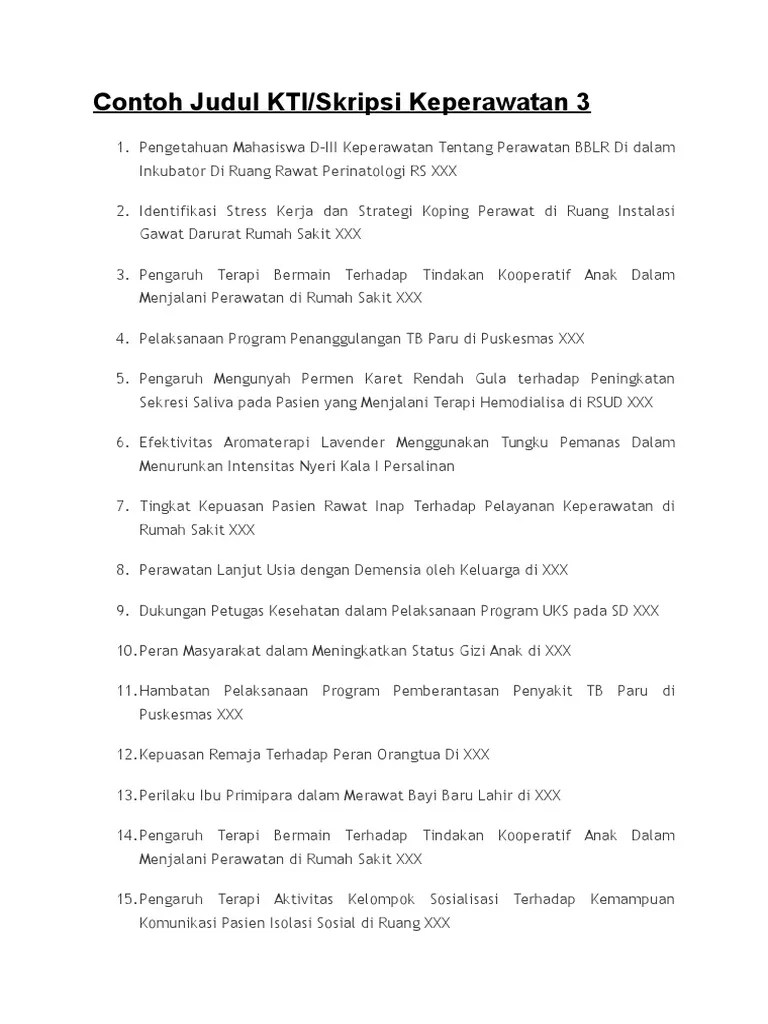 Jasa pembuatan skripsi keperawatan, konsultasi, dan bimbingan. Contoh Judul Kti Keperawatan