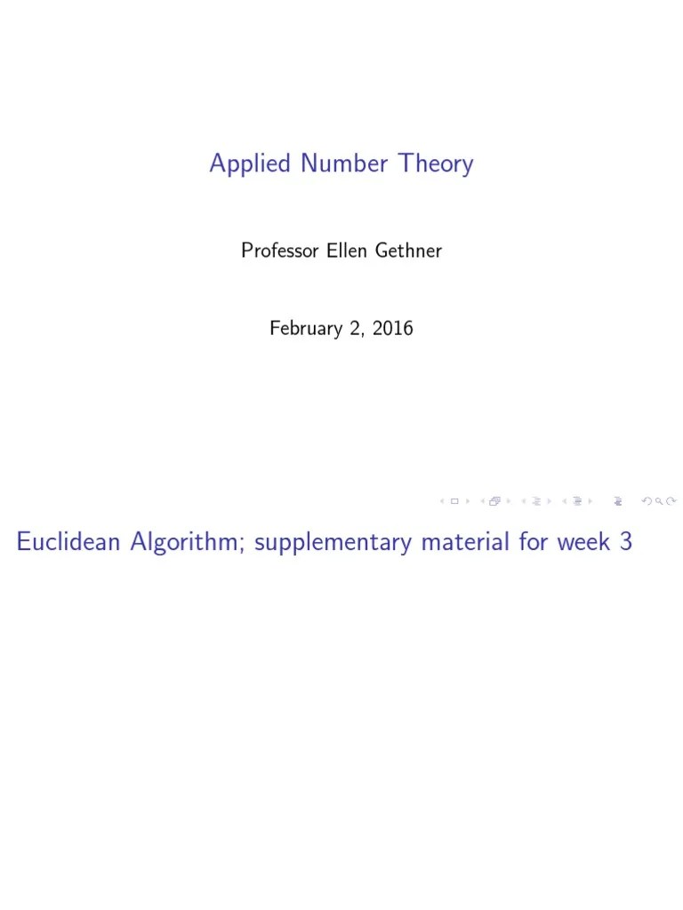 Euclidean Algorithm Supplement Number Theory | PDF | Number Theory ...