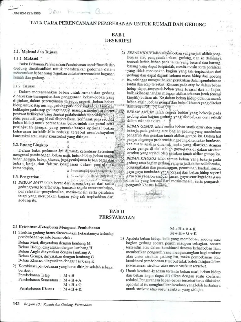 Sni 03-1727-1989 | PDF