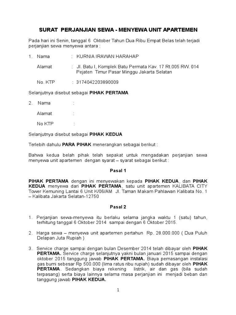 Draft Surat Perjanjian Sewa Pdf 