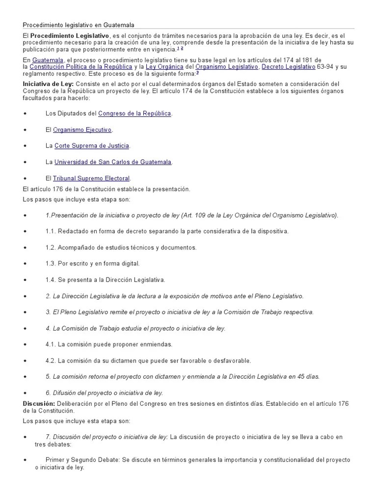 Procedimiento Legislativo En Guatemala | PDF | Gobierno De España | Información Del Gobierno