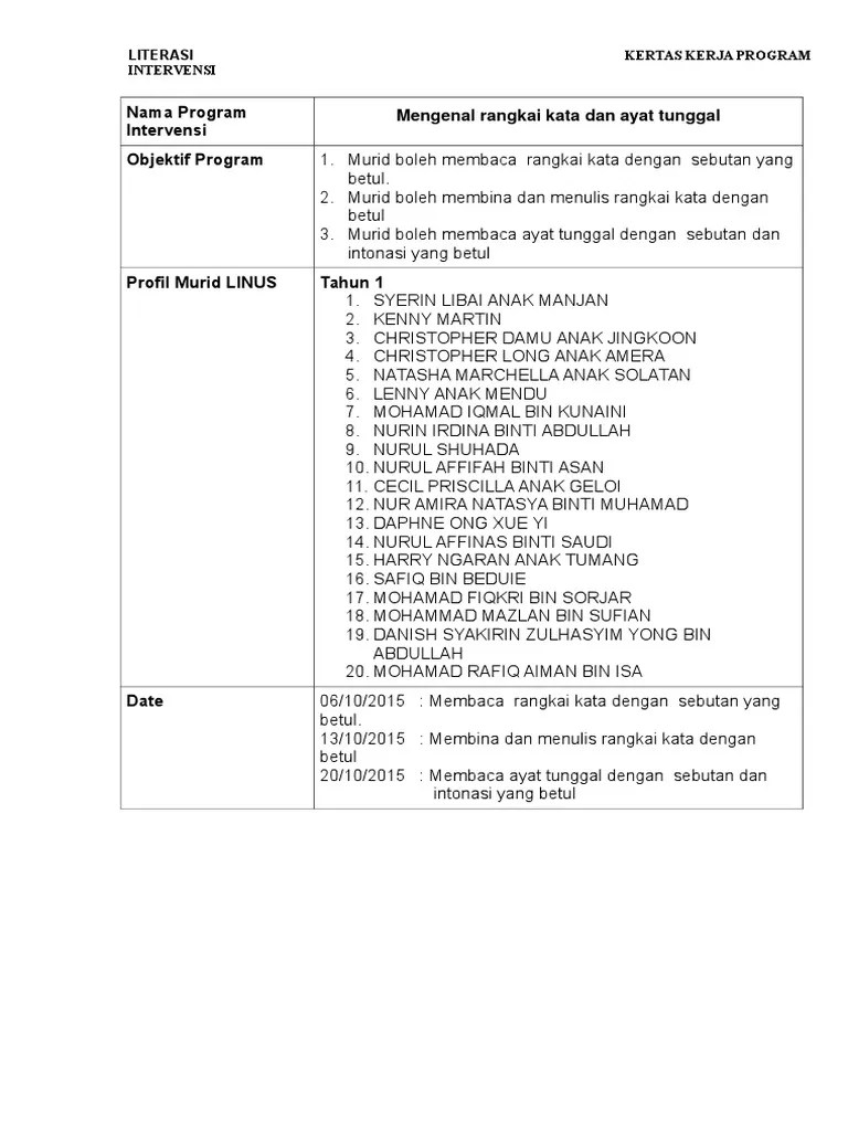 Download intervensi bi tahun 6 2020 pdf for free. Kertas Kerja Program Intervensi Bahasa Inggeris Wallpaper