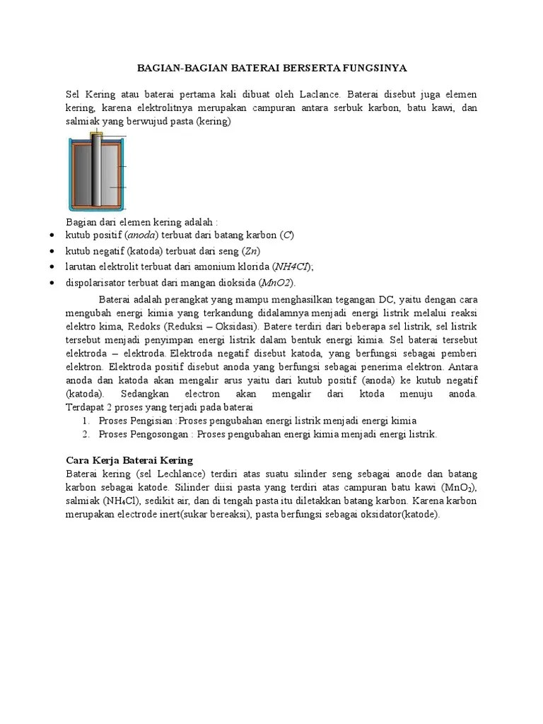 Komponen Baterai Kering Dan Fungsinya – Rasanya