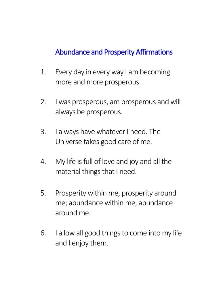 Abundance And Prosperity Affirmations | PDF | Healthy Diet | Love