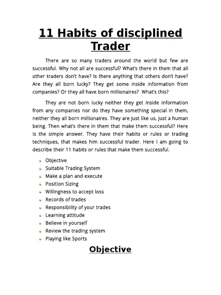 11 Habits Of Disciplined Trader | PDF | Algorithmic Trading | Day Trading