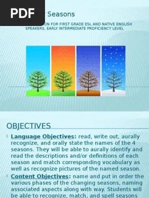 Autumn, winter, spring and summer. Final Science Lesson For First Grade Esl Pdf Vocabulary Snow