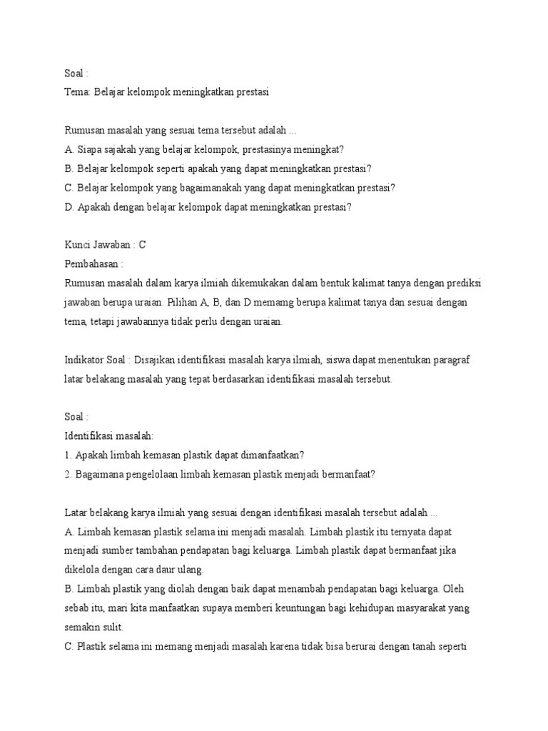 Pada hari ini admin akan membahaspertanyaan . Soal Karya Ilmiah Sahda Pdf