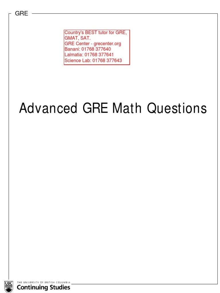 Advanced GRE Math Questions E | PDF | Mathematical Objects | Geometry