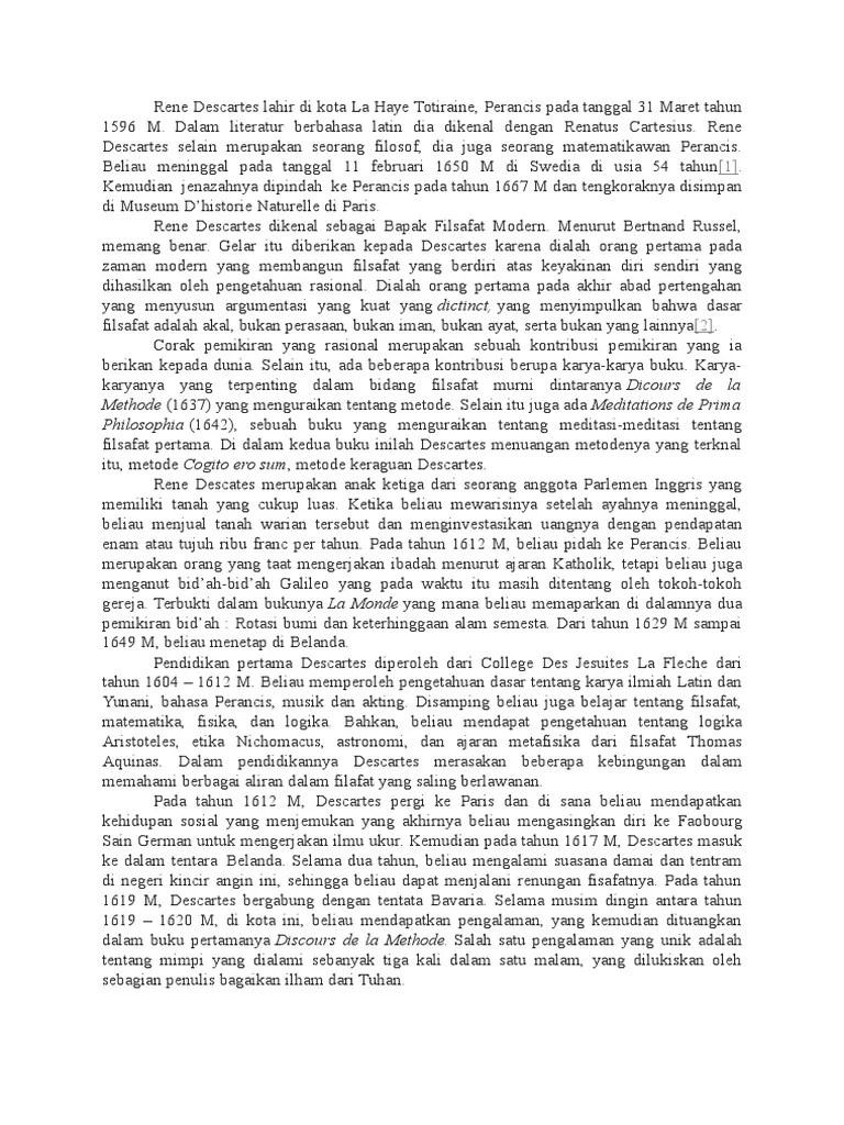 Rene Descartes: Bapak Filsafat Modern | PDF