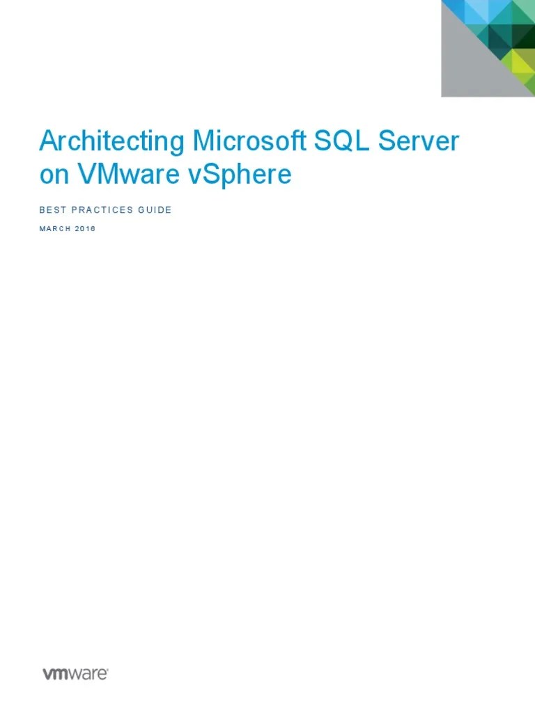 SQL Server On VMware-Best Practices Guide | PDF | Virtual Machine | V Mware