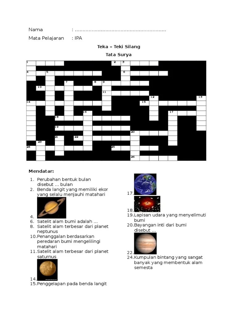 Unduh ilustrasi vektor tekateki silang mudah tata surya ini sekarang. Tts Pdf