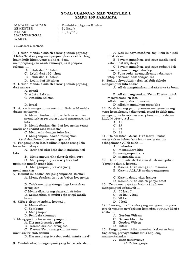 Check spelling or type a new query. Soal Ulangan Mid Smester 1 K 13 2014 Pdf