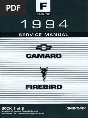 1994 Chevrolet Camaro Pontiac Firebird Service Manual Volume 1