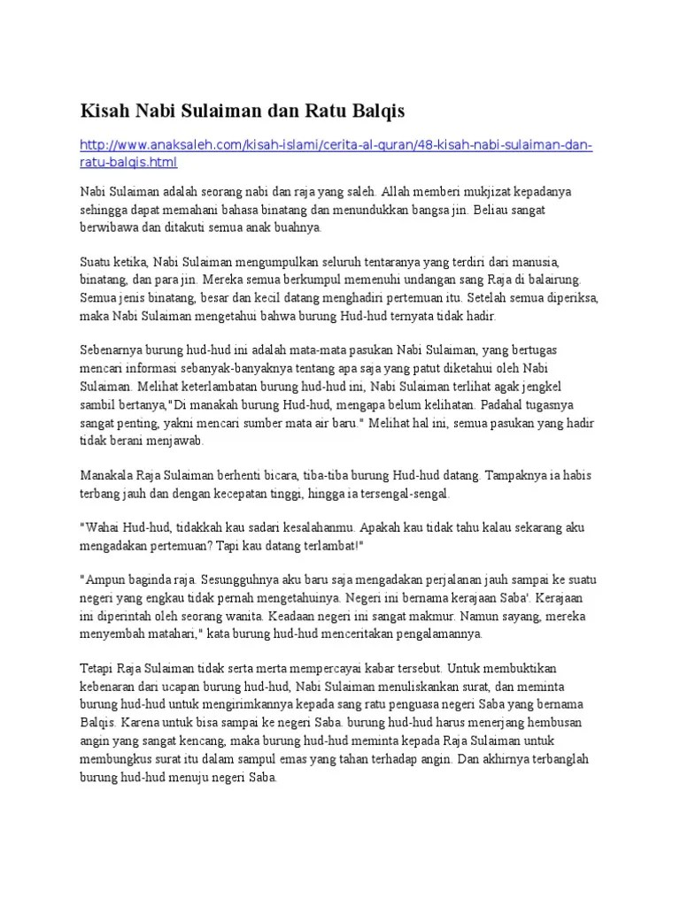 Kisah Nabi Sulaiman Dan Ratu Balqis | PDF