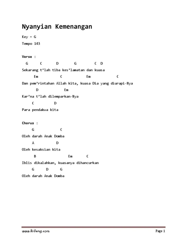 Lirik lagu oleh darah anak domba. Chord Nyanyian Kemenangan Pdf