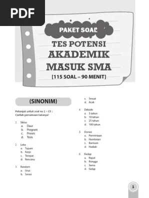 Latihan soal ujian kompetensi keperawatan. Tpa Masuk Sma2 Unggulan Pdf