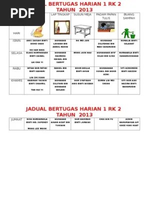 Contoh jadual bertugas dan boleh diedit. Jadual Bertugas Kelas Yang Kreatif Madalynngwf