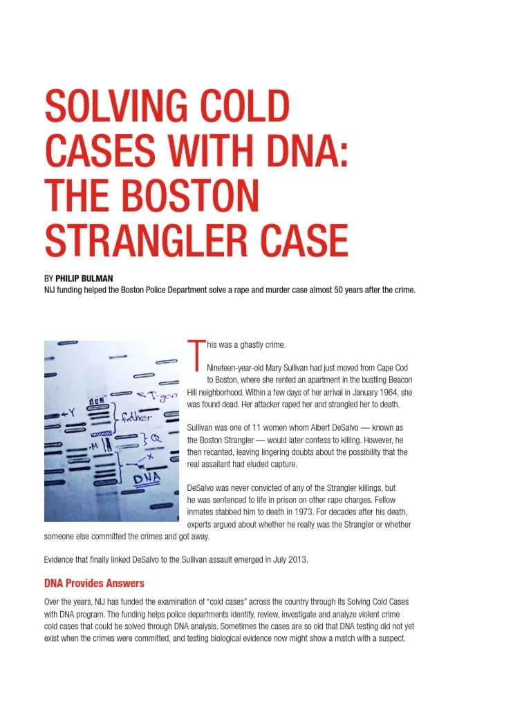 Solving 50-Year-Old Cold Case: DNA Links Boston Strangler To Final ...