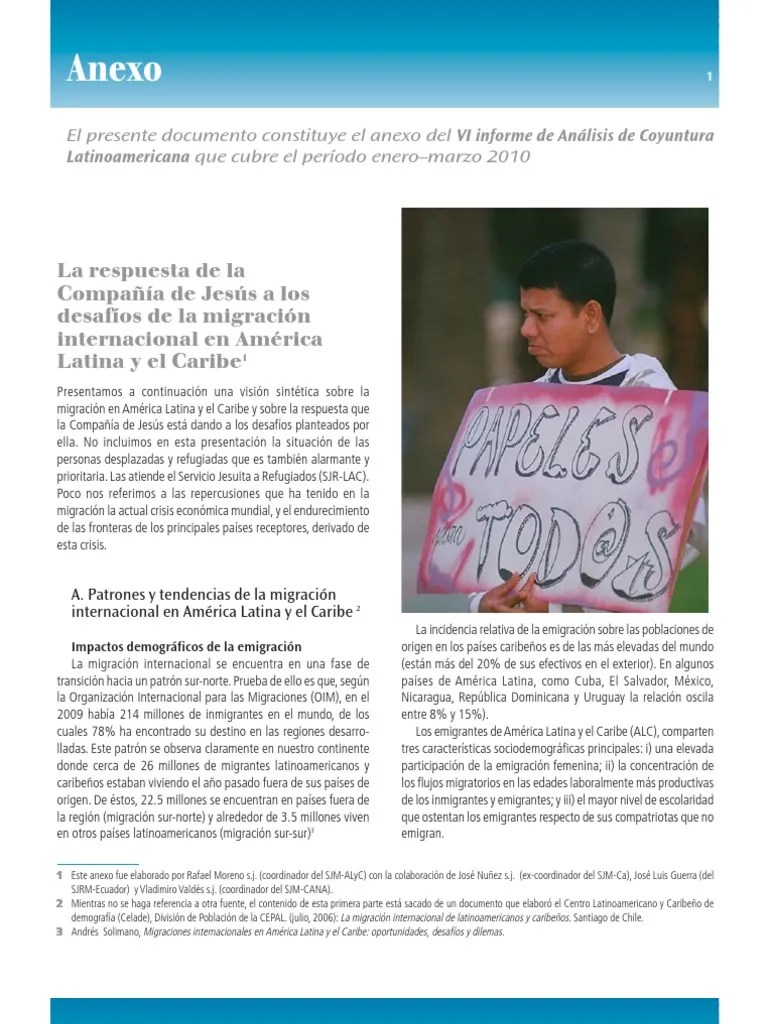 Anexo: Desafíos De La Migración En América Latina Y El Caribe. Ene-Mar 2010 | PDF | Migración ...