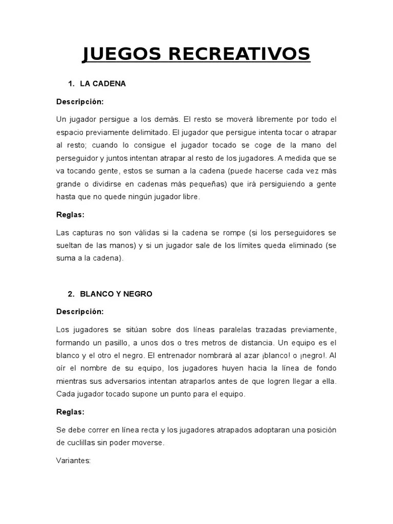 Juego Recreativo Con Reglas Tipos De Juegos Recreativos Ocio Deportes