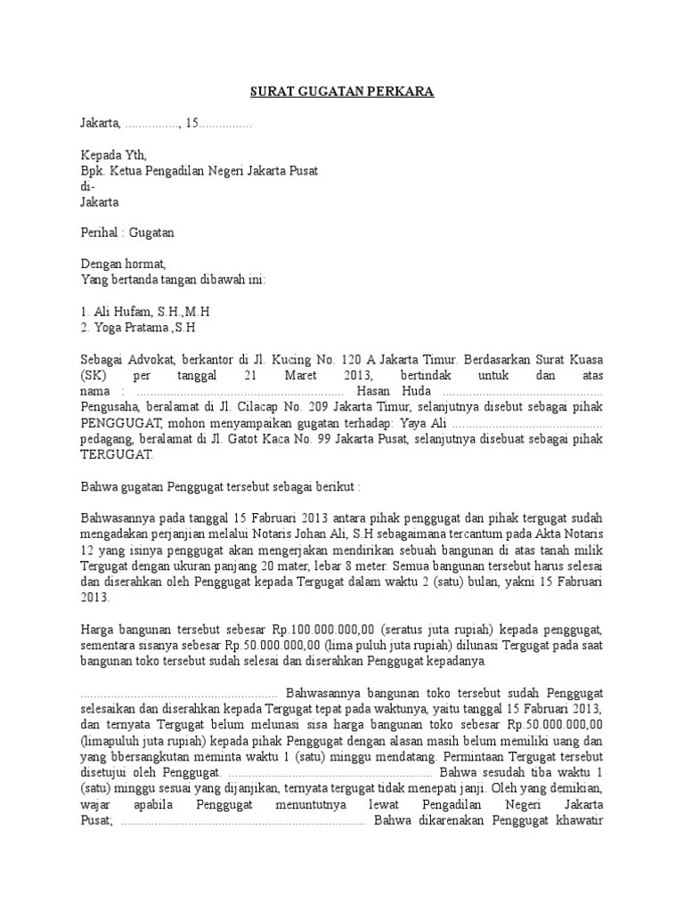 Contoh Surat Gugatan Perkara Ekonomi Syariah Cute766