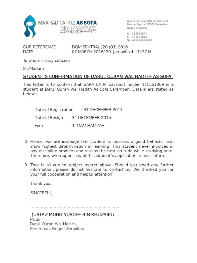 Contextual translation of berhenti sekolah into english. Surat Pengesahan Berhenti Sekolah Pdf Abrahamic Religions Religion And Belief