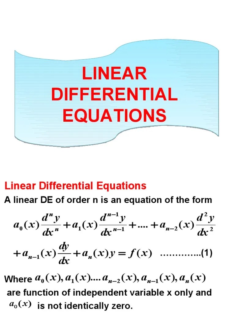 Linear Differential Equations | PDF | Ordinary Differential Equation | Equations