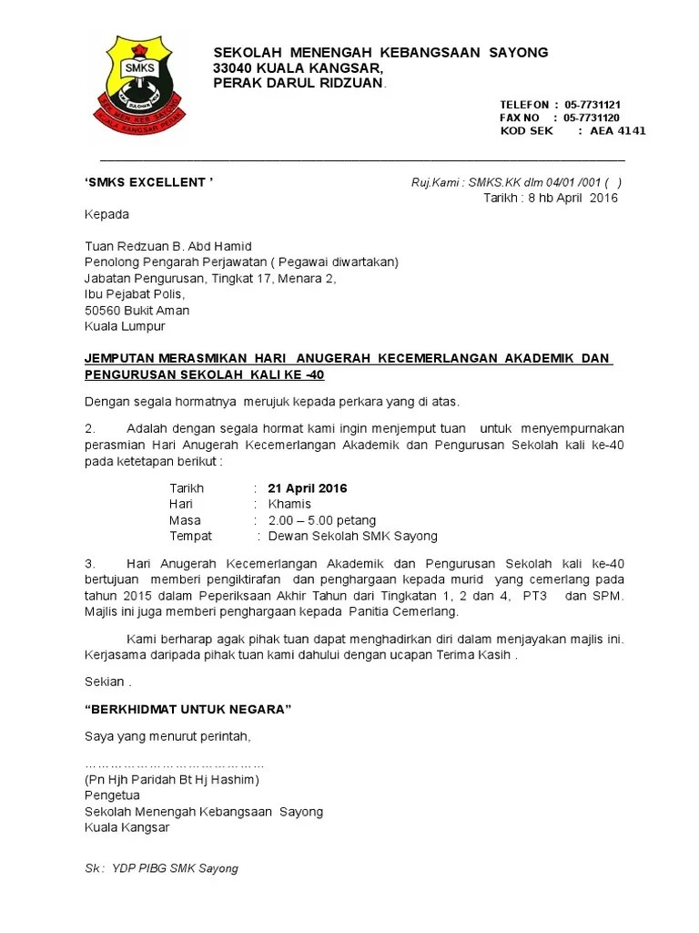 Surat Rasmi Tidak Hadir Ke Mesyuarat 