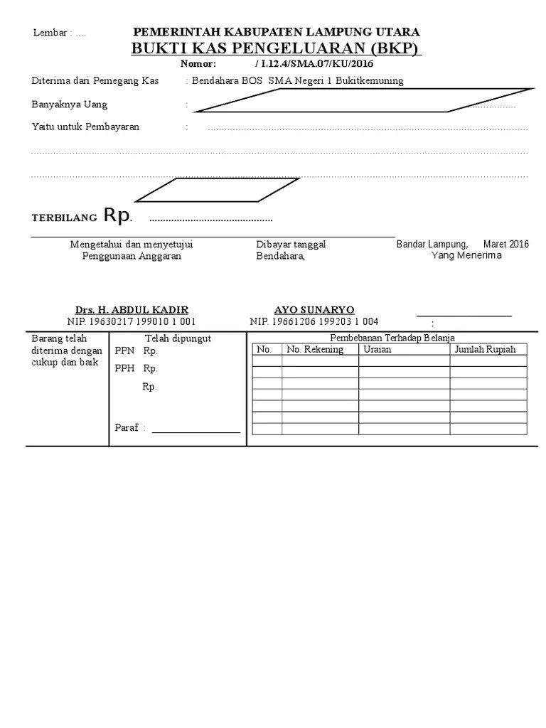 Bukti Kas Pengeluaran (BKP) | PDF