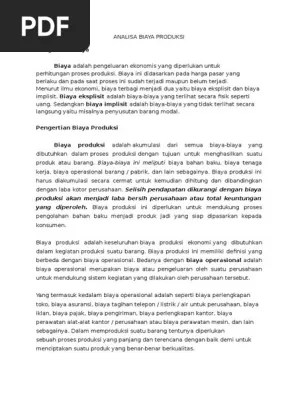 Biaya non produksi adalah sebuah bentuk dari biaya yang memiliki kaitan erta dengan sbeuah fungsi pengembangan, pemasaran/distribusi, layanan . Analisa Biaya Produksi Pdf