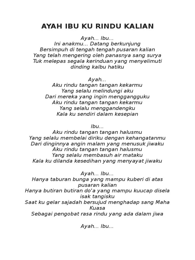 Ayah Ibu Ku Rindu Kalian | PDF