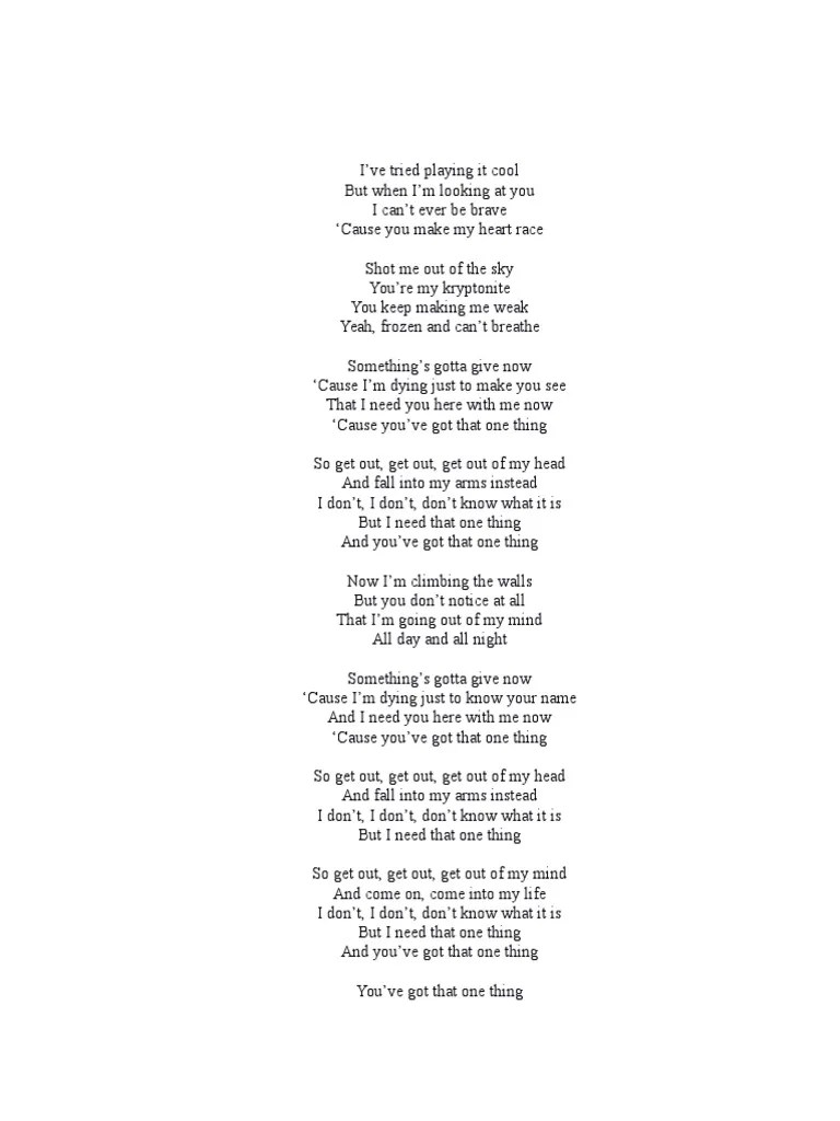 ▷ Lirik Lagu One Direction One Thing