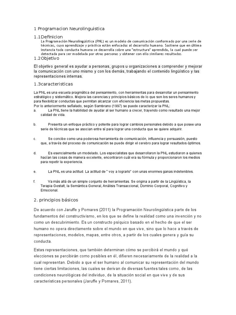 PNL | PDF | Programación Neurolingüistica | Cognición