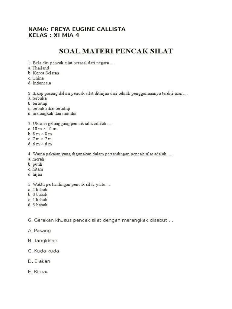 Kerjakanlah yang paling mudah terlebih dahulu; Soal Pencak Silat Beinyu Com
