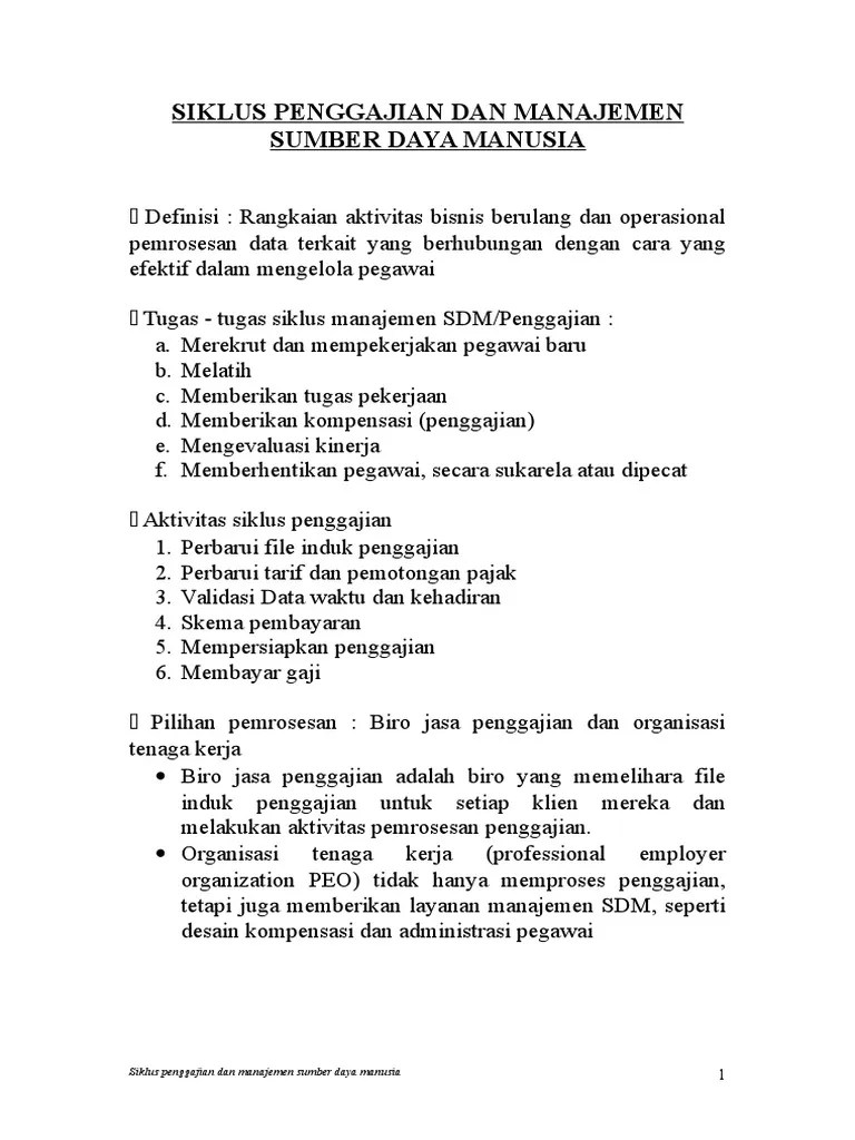 SIKLUS PENGGAJIAN DAN MANAJEMEN SUMBER DAYA MANUSIA | PDF