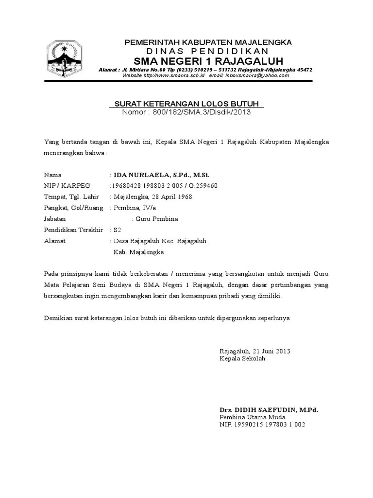 Contoh Surat Mutasi Guru Honorer Sd Doc Kumpulan Surat