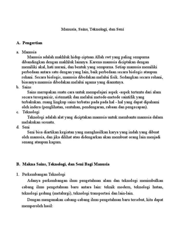 Manusia, Sains, Teknologi Dan Seni | PDF