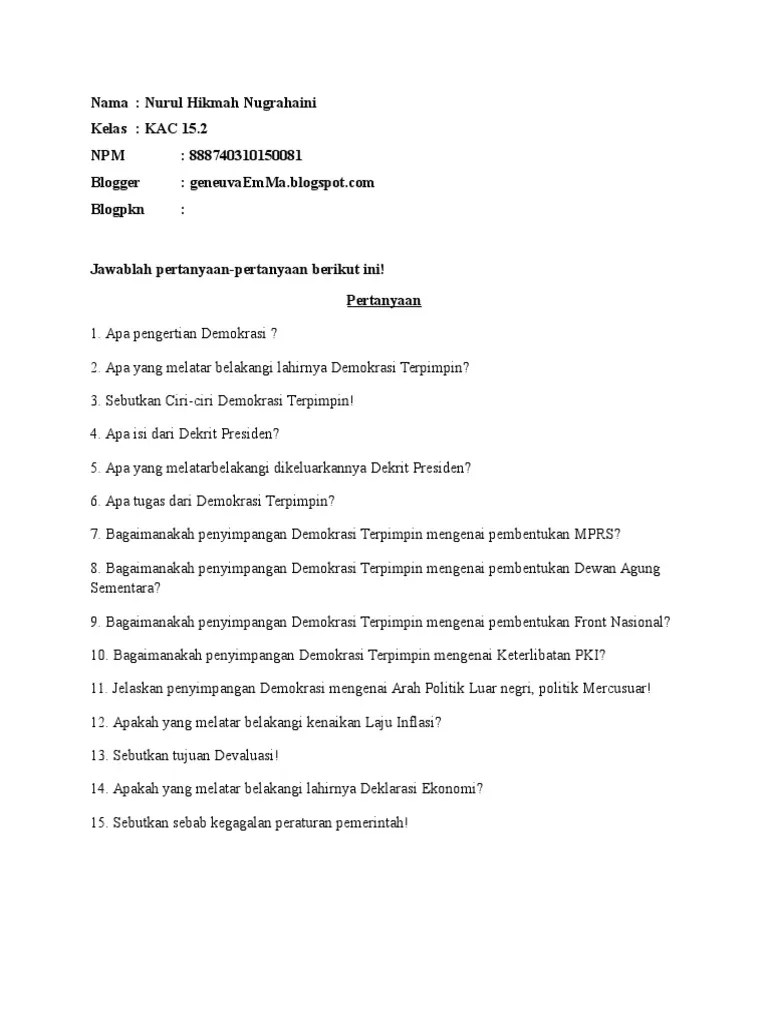 C) keputusan presiden sebagai pemimpin besar revolusi. Pertanyaan Jawaban Pdf