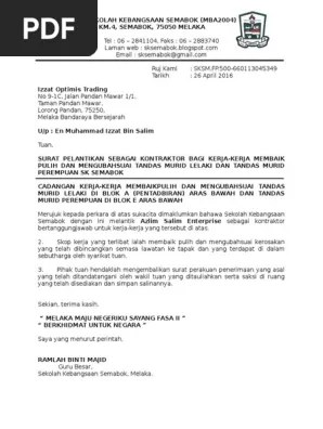 Surat perjanjian perlantikan sebagai sub . Surat Lantikan Kontraktor Rumah Baru Letter Website