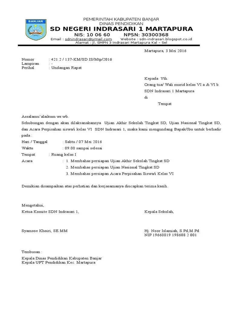 Contoh Surat Undangan Resmi Untuk Rapat Osis Cute766