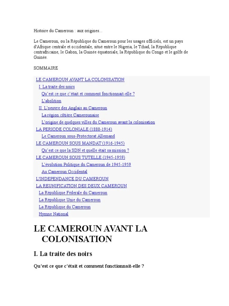 Histoire Du Cameroun | PDF | Cameroun | Société Des Nations