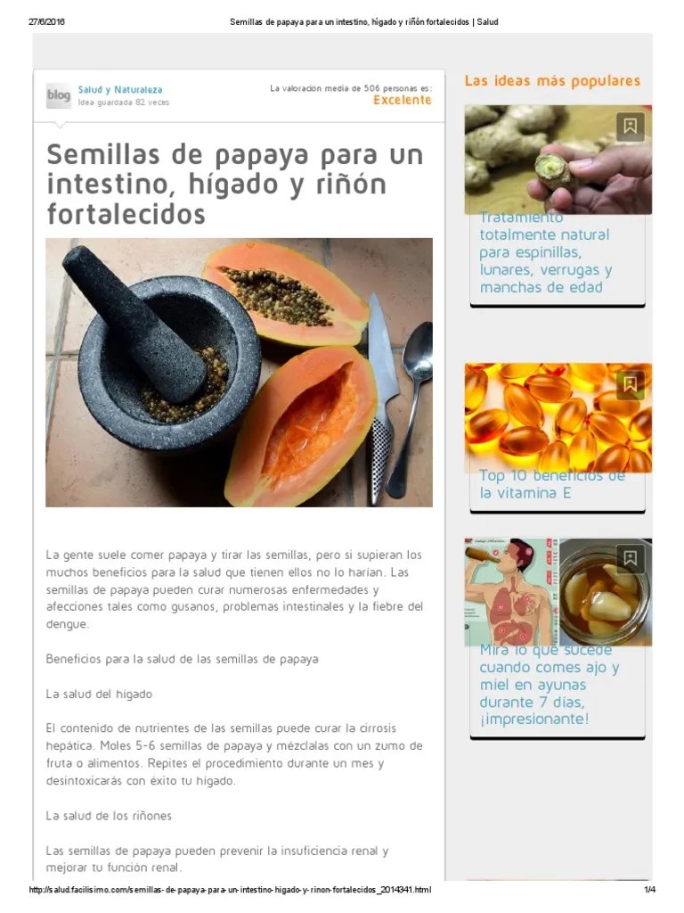 Semillas De Papaya Para Un Intestino, Hígado Y Riñón Fortalecidos - Salud | PDF | Cáncer ...