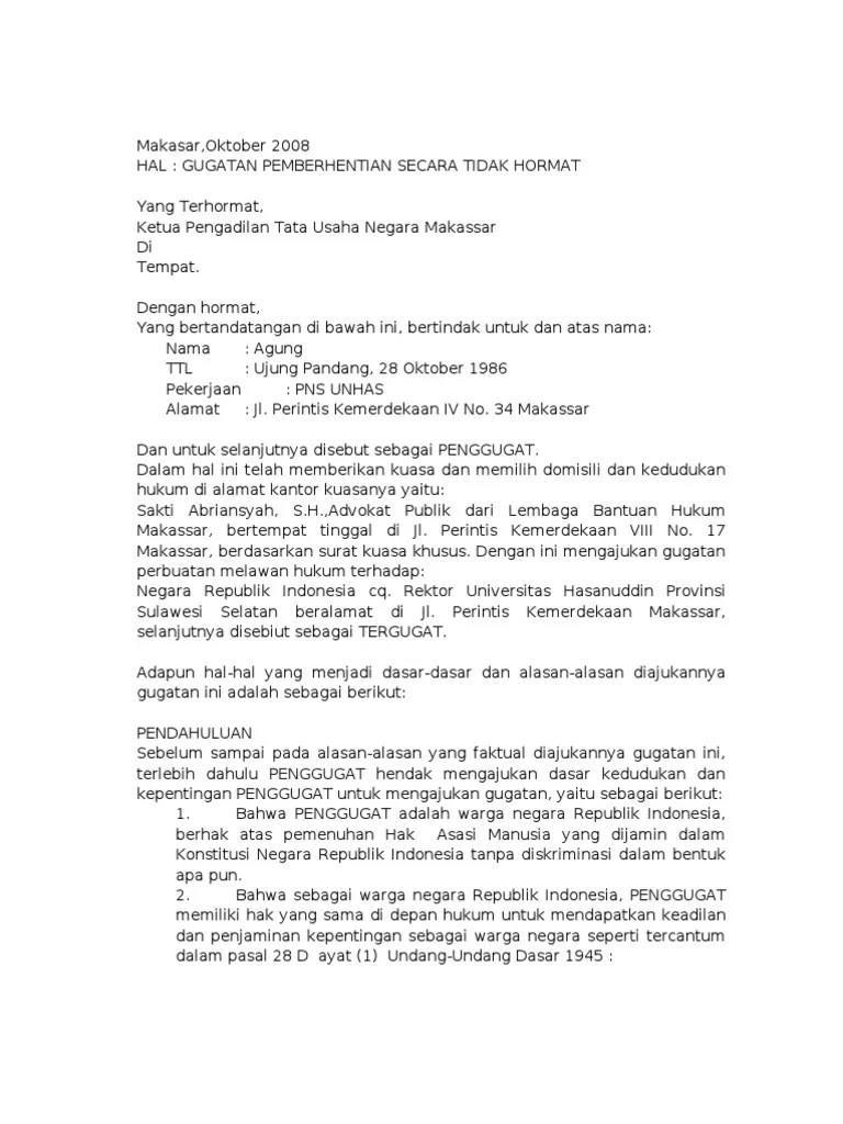 Contoh Surat Gugatan Ptun Lengkap Nusagates 