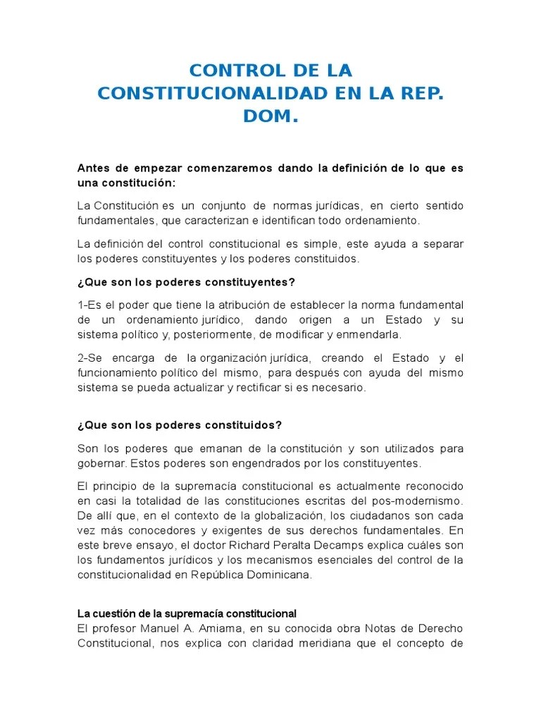 Control De La Constitucionalidad En La Rep. Dom.-Elsy Unphu | PDF | Constitución | Jurisdicción