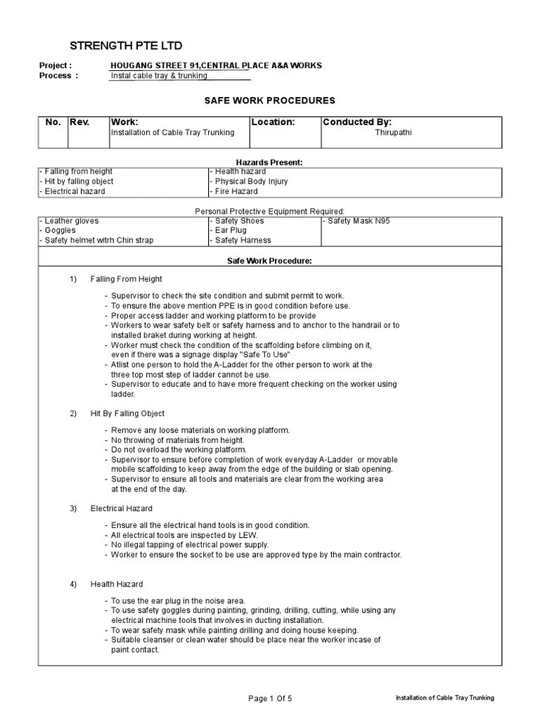 # 20 Installation Of Cable Tray Trunking (SWP) | PDF | Personal Protective Equipment | Crane ...
