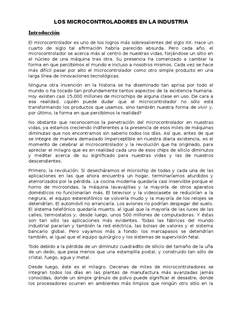 Los Microcontroladores En La Industria | PDF | Microcontrolador | Circuito Integrado